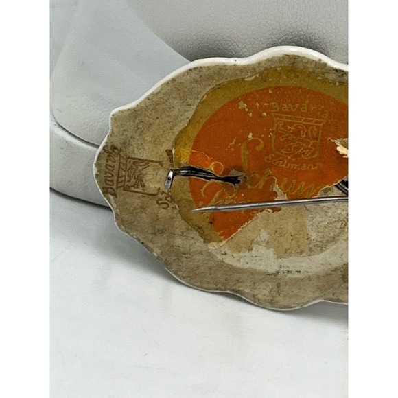 Antique Germany BAVARIAN SCHUMANN Hand Painted Floral Brooch Pin - Picture 12 of 14